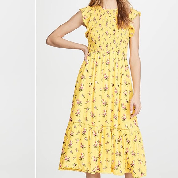 Lost + Wander | Mango Tango Midi Dress | Yellow Floral | XS - Picture 1 of 11